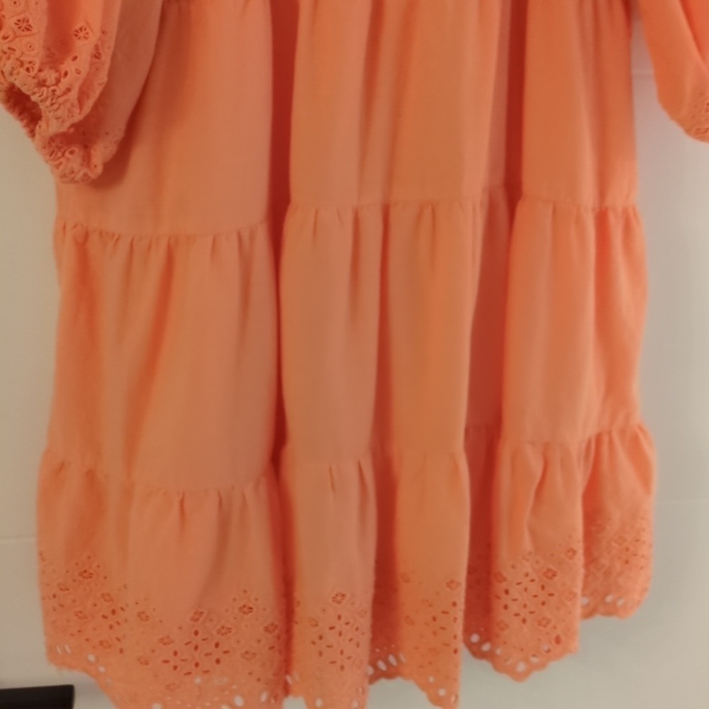 NY&C tiered peach dress eyelet sleeves and hem - Picture 12 of 12